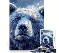 Blue Bear in The Snow for Adults 1000 Piece Jigsaw Puzzle Logic Practice Peaceful Recreation Clean Edges Lovely Gift (50X75CM)