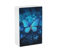 Blue Beautful Butterfly Cigarette Case 85mm King Size, Crushproof Plastic Cigarette Box Holder for Men Women Cigar Protective Cover Waterproof Cigarettes Holder 20 Capacity