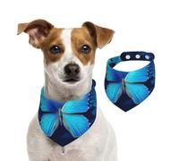 Blue Beautful Butterfly Dog Bandanas,Summer Bandanas for Dogs Washable Adjustable Dog Triangle Scarf Bibs Cute Pet Bibs for Medium Large Dogs Puppy and Cats Small