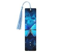Blue Beautful Butterfly Wooden Bookmark 5pcs for Book Lovers,DIY Wood Craft Bookmarks with Colorful Tassels Wooden Gift Tags Labels Ornaments Unusual Gift for Men Women
