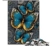 Blue Beautiful Butterfly 1000 Piece Jigsaw Puzzles for Teenagers, Staycation Kill Time Birthday Present, Gifts, Wall Art for 14+ (26x38cm)