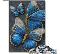 Blue Beautiful Butterfly Adult Jigsaws 1000 Piece, Help The Brain Exercise Addictive Toys to Cultivate Patience Perfect Decoration (50x75cm)