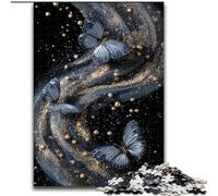 Blue Beautiful Butterfly Jigsaw Puzzles for Teenagers 1000 Pieces, Challenging Game And Family Play Parent-child Interaction (50x75cm)