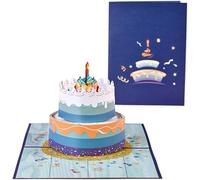 Blue Beautiful Round Cake Design 3D Pop-Up Birthday Card