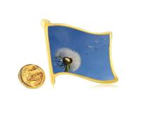 blue beautiful white dandelion Golden Metal Flag Lapel Pin Badge