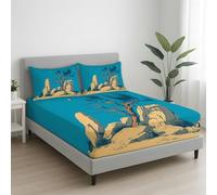 Blue Bedspread Soft Microfibre Queen Fitted Sheet with 12 inch (30 cm) Deep Pocket - 152 x 200 x 30 cm + 2 x 50 x 80, Western Style Desert Dead Tree Stone Fitted Sheet