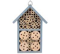 Blue Bee House Wooden Ready Assembled with Iron Hooks for Outdoor Gardening