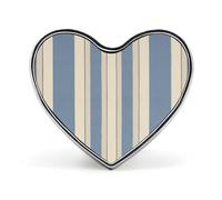 Blue Beige Stripe Lapel Pin Heart Brooch Premium Aluminum Alloy Badge Lightweight Wearable Badge Cute Love Brooch For Valentine'S Day Mother'S Day Wedding Daily Wear & Gift Pin