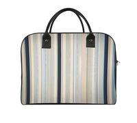 Blue Beige Stripe Pattern Laptop Tote Bag Casual Travel Handbag Multi Pocket Shoulder Bags for Work Travel
