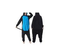 (Blue-bellied black cat, L) Snow Monster Elf Santa Claus Couple Cartoon One-Piece Pajamas Hooded Polar Fleece Home Clothes Animal Performance