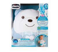Chicco Cuddly Meditation Bear Cuddly Toy, Soft Electronic Plush Teddy Bear for Children, Soft Filling, 20 Minutes Relaxing and Meditative Music, Soft Light, 0 Months +, Light Blue