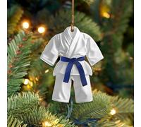 Blue Belt Uniform Martial Arts Ornament for Christmas Tree - Karate, Taekwondo, Jiu Jitsu, Judo, Sensei Gifts - Keepsake Gift for Martial Arts Lovers, Karate Gi 2 Side Printing Flat Acrylic 3.5''