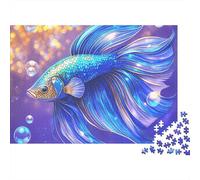 Blue Betta Fish 1000 Piece Jigsaw Puzzle Paper for Adults Fantasy Bubbles Relaxing Gift Home Decor 70x50cm/1000pcs