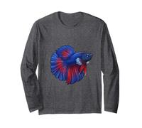 Blue Betta Fish Graphic Tropical Aquarium Art Long Sleeve T-Shirt