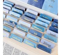 Blue Bible Tabs for Men, 90 Pieces Waterproof Laminated Large Print Bible Bookmarks, Study Supplies Index Tabs Guide Kit, Baptism Christian Gifts for Women Beginner Easy to Read