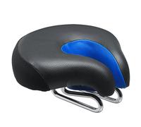 (Blue) Bicycle Noseless Saddle Wide Large Soft PVC PU Pad