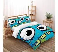 Blue Big Eyes Bedding 3D Art Printed Duvet Cover 3 Pcs Hypoallergenic (1 Duvet Cover 2 Pillowcase) Pure Cotton,for Adults,Boys And GirlsSuper King（260x220cm）