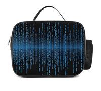 Blue Binary Matrix Insulated Lunch Bag Reusable Lunch Box with Detachable Handle Portable Cooler Bag Container Leakproof Tote for Work Picnic Beach Travel Women Men Adults