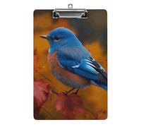Blue Bird and Leaves Clipboard, A4 Acrylic Clipboard with Hanging Hole, Ultra-Light Clip Board - Holds 100 Sheets, Shatterproof Document Holder for Office, 12.5" X 8.5"