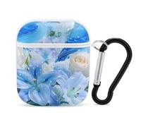 Blue Bird Flower Earphone Case Cover Compatible with AirPods 1&2 Shockproof Bluetooth Headset Case White-style