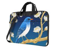 Blue Bird Flower Laptop Bag 13-15.6Inch, 360° Protective Laptop Sleeve Case Shockproof Messenger Shoulder Bag Waterproof Computer Case Carrying Cover Briefcases for Men Women