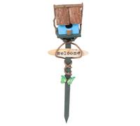 Blue Bird House Stake Decorative Nest for Garden and Park Scenes | Rattan and Wood Build, Fine Workmanship, Flexible Form, Christmas Trend