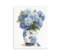 'Blue Bird & Hydrangea Vase'| Wall Plaque Art