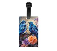 Blue Bird in Flower Printed Luggage Tagsï¼ŒTravel Essential for Suitcases & Bags, Easy-to-Identify Name Id Identifier