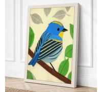 Blue Bird in Foliage Canvas Wall Art Print 18x12 Inch
