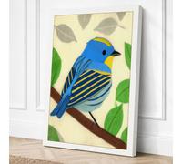 Blue Bird in Foliage Canvas Wall Art Print 18x12 Inch