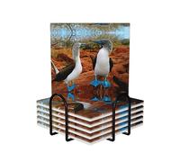 Blue Bird Print Ceramic Coaster Set Of 6,Suitable For Decorating Your Kitchen, Living Room, Bar, Hotel And Restaurant.