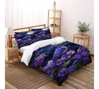 Blue Bird Purple Bedding Set Digital Printe Animal Theme Wildlife Duvet Cover Set Microfiber Quilt Cover Suitable for Family,couple,children Pillowcase Super King(260x220cm)