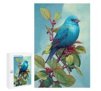 Blue Bird with Berries on Branch Puzzle 1000 Teile Schwer Puzzle Spielzeug Lernspiel Impossible Herausforderungsspielzeug Für Erwachsene Kinder 1000 PCS