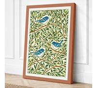 Blue Birds Among Foliage Canvas Wall Art Print 18x12 Inch