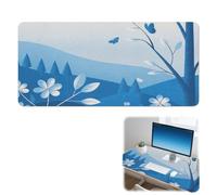 Blue Birds Desk Mat Non-Slip Extended Mouse Mat with Smooth Surface Pu Leather Mouse and Keyboard Pad 90X42 CM Mousemat Office Desk Decor Gift Large Mousepad for School Home Office Table