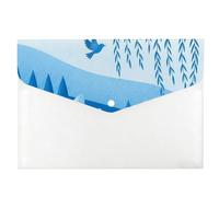 Blue Birds Folder, Expanding File Folders A4, A4 Document Folder, Exam Plastic Envelope Wallets, Concertina File with Snap Button, Small Pouch for School Office Home Travel