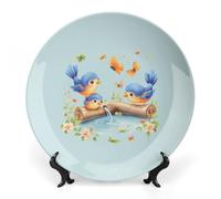 Blue Birds On A Branch Decorative Plate Dish Bone China Dinner Plates Tray Decor Trinket for Home Kitchen