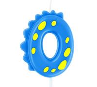Blue Birthday Candle 0, eusbon 7cm Birthday Candle for Dinosaur Theme Party Cake Topper for Cake Decor