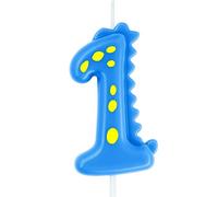 Blue Birthday Candle 1, eusbon 7cm Birthday Candle for Dinosaur Theme Party Cake Topper for Cake Decor