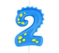 Blue Birthday Candle 2, eusbon 7cm Birthday Candle for Dinosaur Theme Party Cake Topper for Cake Decor
