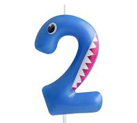 Blue Birthday Candles Shark Number 2,Number 2 Candle,Shark Party Decorations for Cake Toppers,Happy Birthday Candle,Ocean Animals Theme Party Shark Baby Shower Birthday Party Decorations