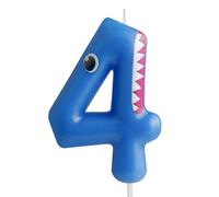 Blue Birthday Candles Shark Number 4,Number 4 Candle,Shark Party Decorations for Cake Toppers,Happy Birthday Candle,Ocean Animals Theme Party Shark Baby Shower Birthday Party Decorations