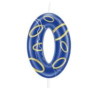 Blue Birthday Number Candles,Number 0 Candle Cake Topper Decorations for Blue and Golden Rings Themed Parties,Magic Rings Birthday Cake Candles for Boys Girls Party Supplies