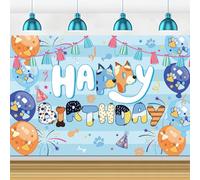 Blue Birthday Party Decorations, 5x3ft Happy Birthday Backdrop Banner Photography Background for Blue Party Supplies Photo Booth Props