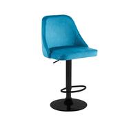 (Blue, Black) 2 x Velvet Swivel Breakfast Bar Kitchen Island Stools Chair With Gas Lift In 5 Colours
