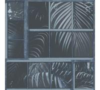 (Blue Black 37740-4) AS Creation Tropical Jungle Palm Tree Leaf Leaves Tiles Wallpaper Vinyl Textured