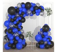 Blue Black Balloon Garland Arch Kit - Royal Blue Balloons Black Silver Balloons for Boys Men Birthday Baby Shower Wedding Graduation Retirement New Year Party Decorations