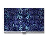 Blue Black Goth Spooky Aluminium Alloy Business Cards Holder,Durable Pocket Business Case,Portable Slim Card Case Credit Wallet for Man Or Woman