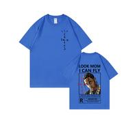 (Blue [Black Label], M) Summer Mens Short Sleeve T-Shirts Ins Kanye Travis Scott Simple Print American Style Short Sleeve