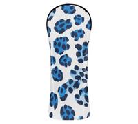 Blue Black Leopard Print Golf Cover Set Headcovers with Interchangeable No. Tags for Driver, Woods and Hybrid